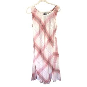 Anthropologie Lilith Pink Plaid Maxi‎ Dress XL